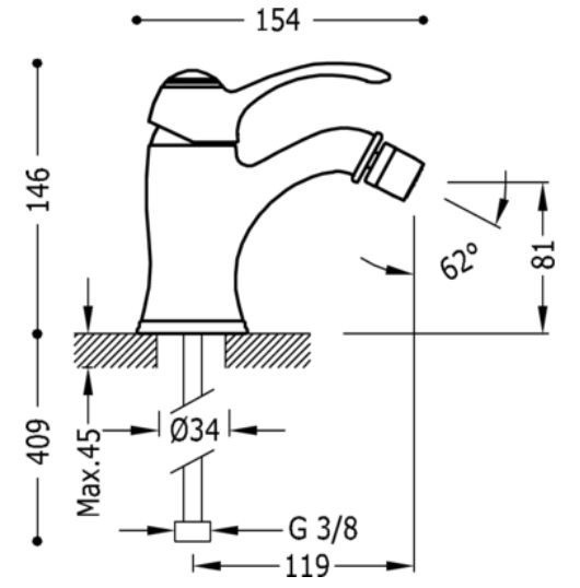 Tres Clasic bateria bidetowa retro złoto polerowane 242.120.01.OR