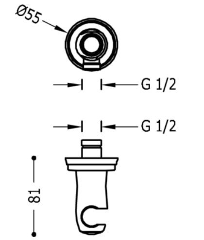 Tres Clasic uchwyt słuchawki ze ściennym przyłączem wody chrom 242.182.01