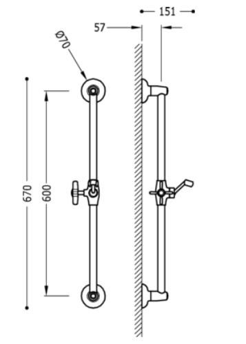 Tres Clasic drążek prysznicowy niklowany 600 mm chrom 242.732.01