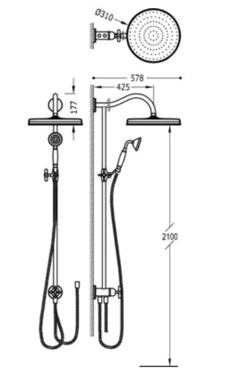 Tres Clasic zestaw prysznicowy z deszczownicą do kompletowania z baterią natynkową chrom 242.476.01