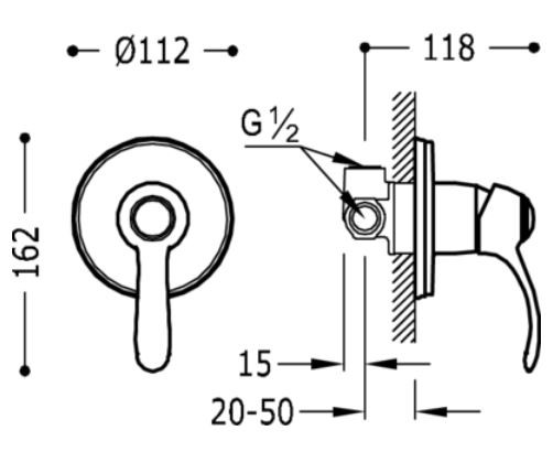Tres Clasic bateria prysznicowa podtynkowa 1-drożna chrom 242.177.01