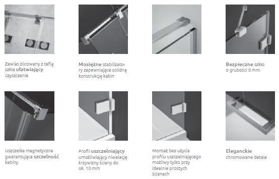 Radaway Euphoria KDJ kabina 120x120 cm drzwi lewe 120 i ścianka stała 120 chrom przeźroczyste Easy Clean 383812-01L + 383240-01L + 383054-01