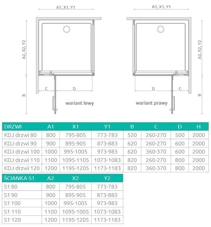 Radaway Euphoria KDJ kabina 110x100 cm drzwi lewe 110 i ścianka stała 100  chrom przeźroczyste Easy Clean 383812-01L + 383241-01L + 383052-01
