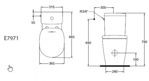 Ideal Standard Connect CUBE zbiornik do kompaktu 3/6 l dopr. wody z boku E797101