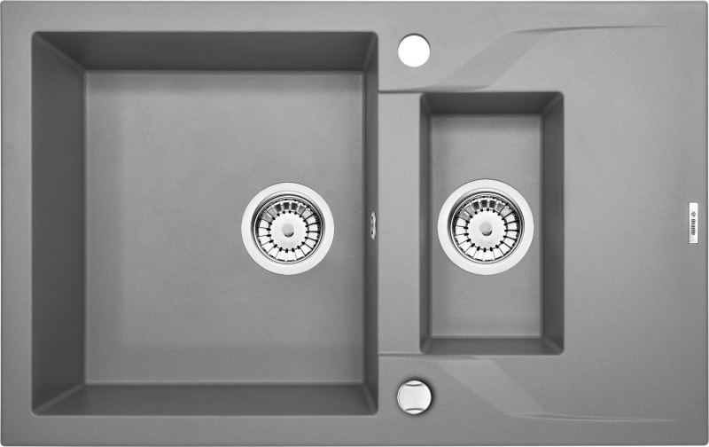 Deante Andante zlewozmywak granitowy 1,5 komory z krótkim ociekaczem szary metalik ZQNS513