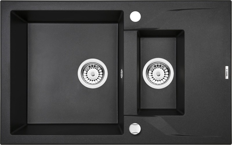 Deante Andante zlewozmywak granitowy 1,5 komory z krótkim ociekaczem grafitowy metalik ZQNG513