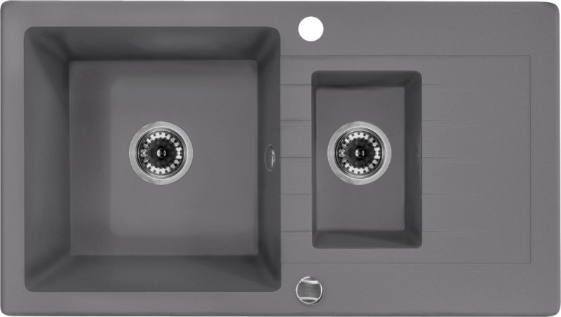 Deante Zorba zlewozmywak granitowy 1,5 komory z ociekaczem szary metalik ZQZS513