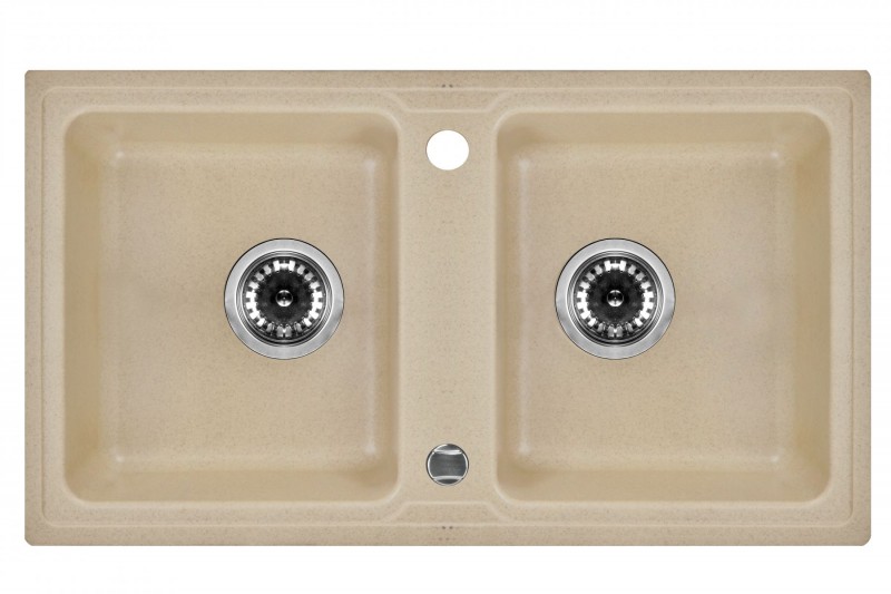 Deante Zorba zlewozmywak granitowy 2 komory bez ociekacza piaskowy ZQZ7203