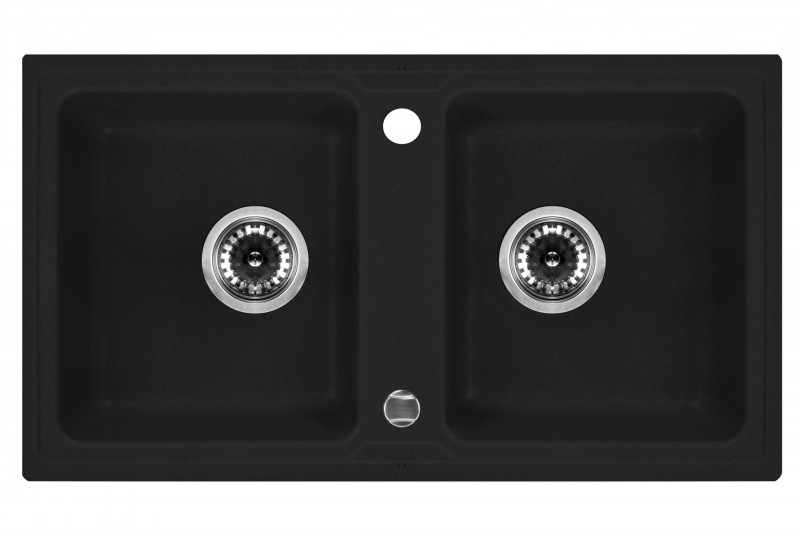 Deante Zorba zlewozmywak granitowy 2 komory bez ociekacza grafitowy ZQZ2203