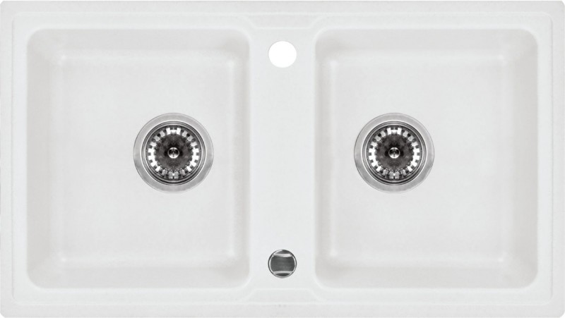 Deante Zorba zlewozmywak granitowy 2 komory bez ociekacza alabaster ZQZA203
