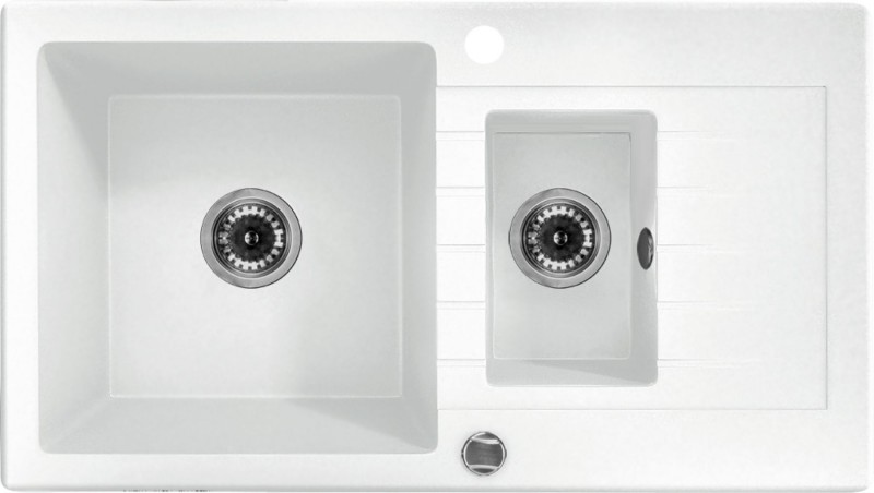 Deante Zorba zlewozmywak granitowy 1,5 komory z ociekaczem alabaster ZQZA513