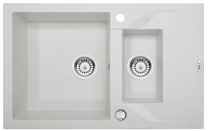 Deante Andante zlewozmywak granitowy 1,5 komory z krótkim ociekaczem alabaster ZQNA513