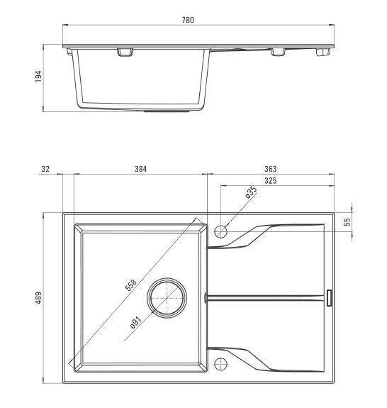 Deante Andante zlewozmywak granitowy 1 komora z ociekaczem szary metalik ZQNS113