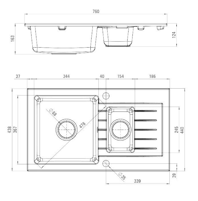 Deante Zorba zlewozmywak granitowy 1,5 komory z ociekaczem szary metalik ZQZS513
