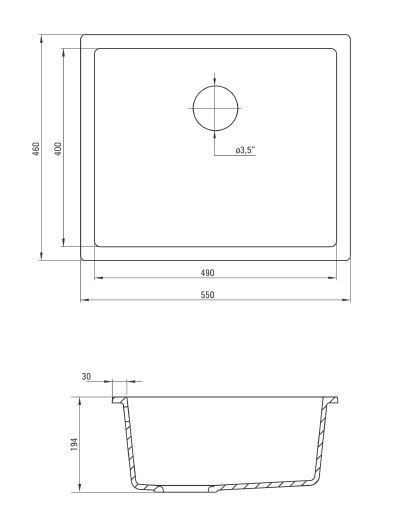 Deante Corda zlewozmywak granitowy podblatowy 1 komora grafitowy metalik ZQAG10C