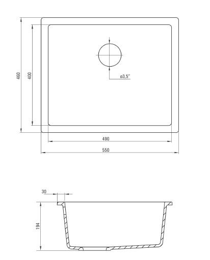 Deante Corda zlewozmywak granitowy podblatowy 1 komora alabaster ZQAA10C