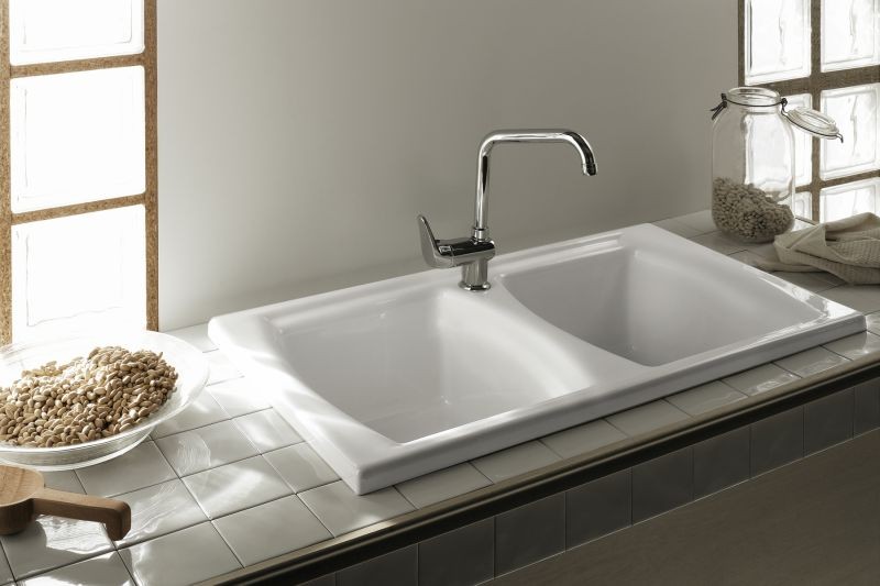 Deante Lusitano zlewozmywak ceramiczny 2 komory bez ociekacza biały ZCL620N