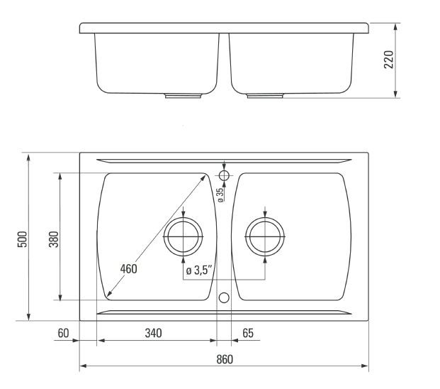 Deante Lusitano zlewozmywak ceramiczny 2 komory bez ociekacza biały ZCL620N