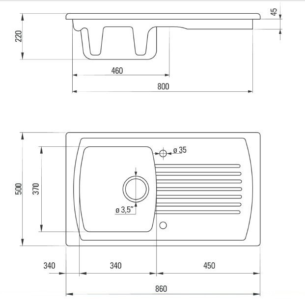 Deante Lusitano zlewozmywak ceramiczny 1 komora z ociekaczem biały ZCL611N