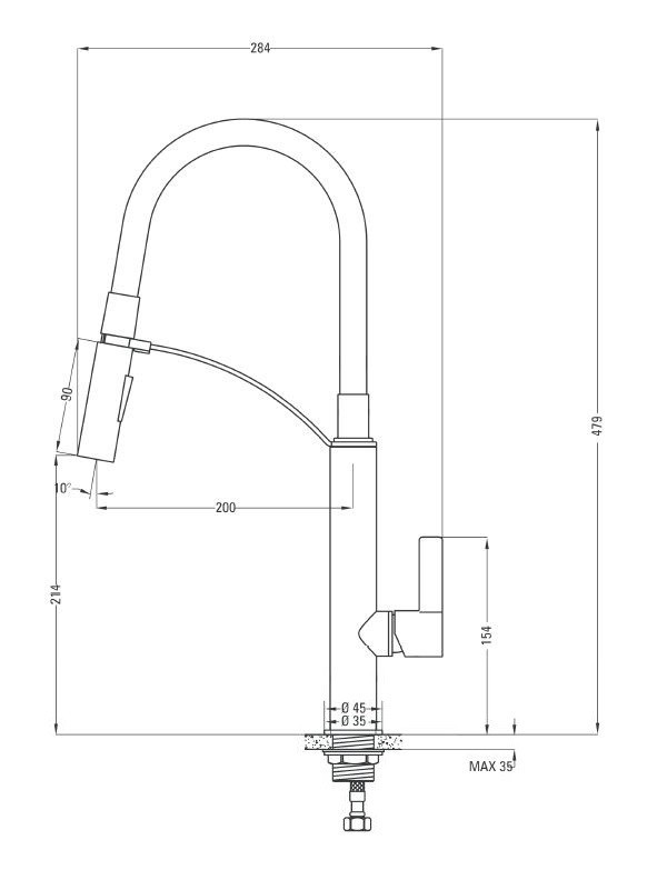 Deante Gerbera bateria zlewozmywakowa stojąca z wyciąganą wylewką czarny/chrom BGBB720