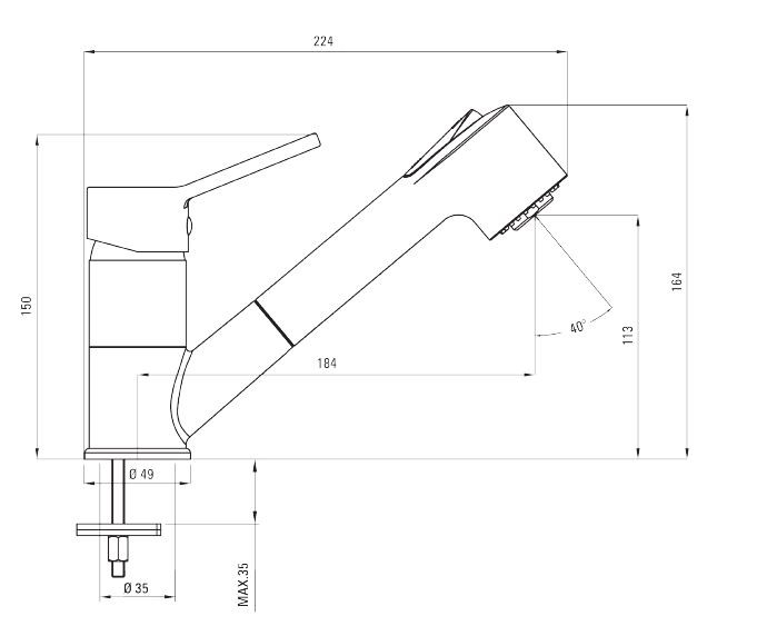Deante Narcyz bateria zlewozmywakowa z wyciąganą wylewką chrom połysk BDN071M