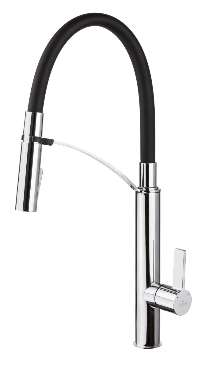 Deante Gerbera bateria zlewozmywakowa stojąca z wyciąganą wylewką czarny/chrom BGBB720