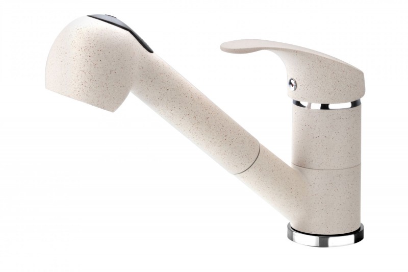 Deante Pepe bateria zlewozmywakowa stojąca z wyciągana wylewką piaskowy BDP771M