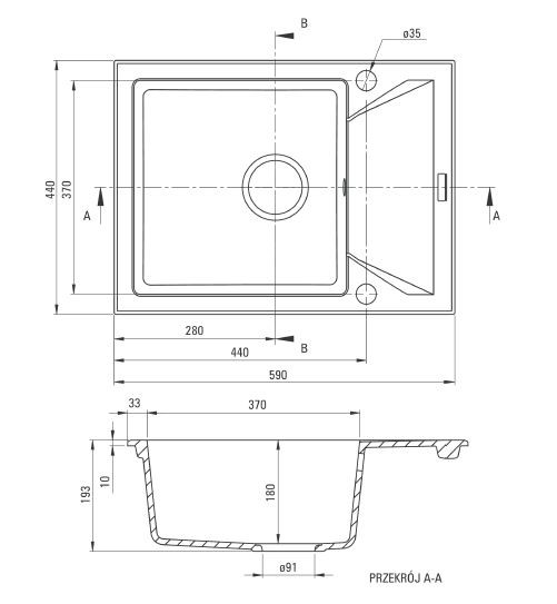 Deante Evora zlewozmywak granitowy 1 komora z krótkim ociekaczem grafitowy ZQJ211A