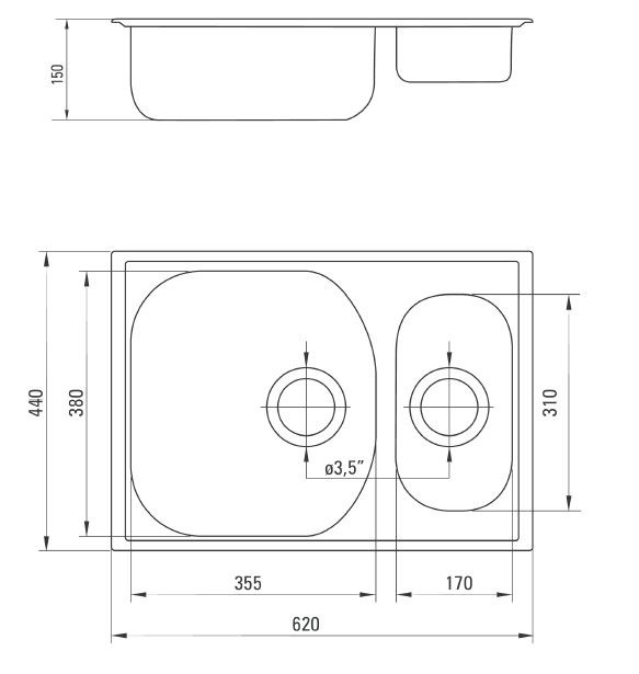 Deante Xylo zlewozmywak 1,5 komory bez ociekacza stal satyna ZEX0503