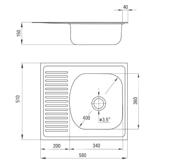 Deante Techno zlewozmywak 1 komora z krótkim ociekaczem stal satyna ZMU0113