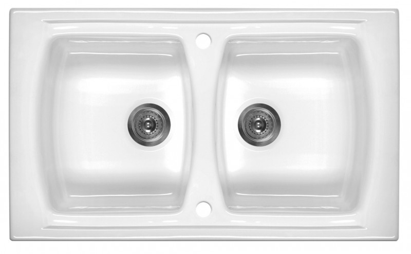 Deante Lusitano zlewozmywak ceramiczny 2 komory bez ociekacza biały ZCL620N