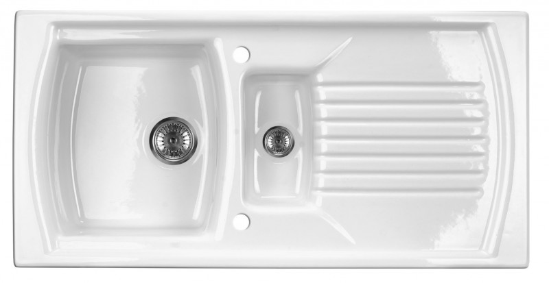 Deante Lusitano zlewozmywak ceramiczny 1,5 komory z ociekaczem biały ZCL651N