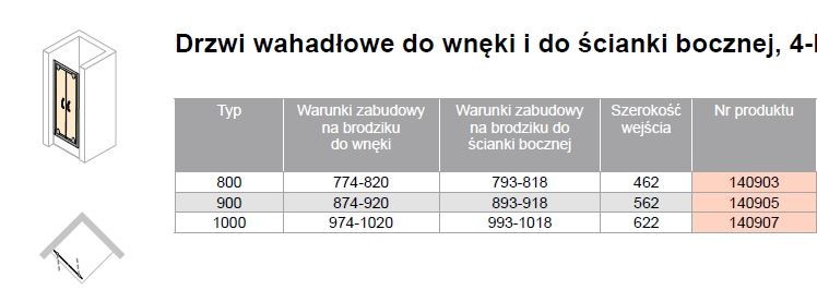 Huppe Ena 2.0 drzwi wahadłowe 80 cm do wnęki lub ścianki srebrny połysk przeźroczyste antiplaque 140903.069.322