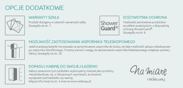 Radaway Modo New II na miarę kabina typu Walk-In na wymiar od 100 do 140 cm max. wys.200 cm chrom przeźroczyste Easy Clean 389905-01-01