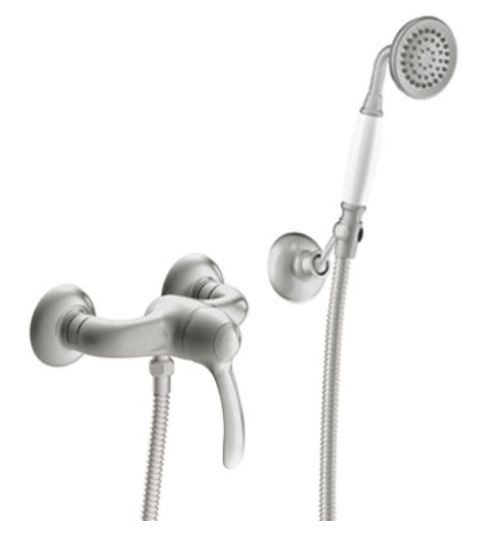 Tres Clasic bateria prysznicowa retro z zestawem natryskowym stal szczotkowana 242.167.01.AC