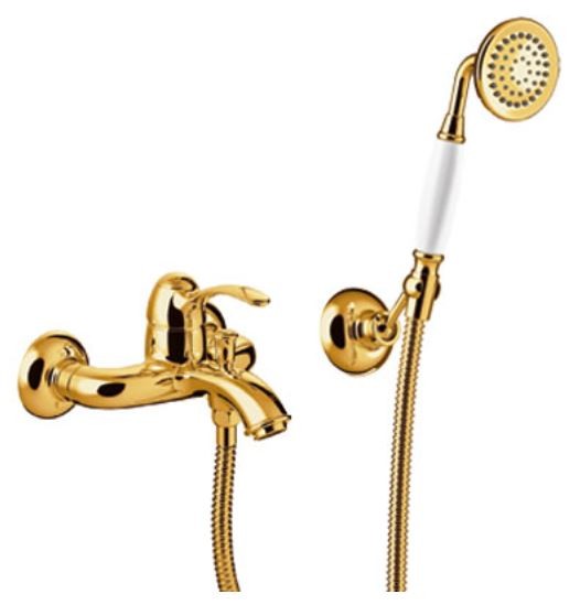 Tres Clasic bateria wannowa retro z zestawem natryskowym złoto polerowane 242.170.01.OR