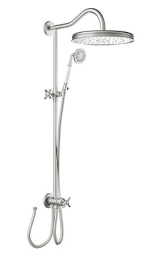 Tres Clasic zestaw prysznicowy z deszczownicą do kompletowania z baterią natynkową stal szczotkowana 242.476.01.AC