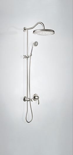 Tres Clasic zestaw prysznicowy z deszczownicą z baterią podtynkową stal szczotkowana 242.177.03.AC