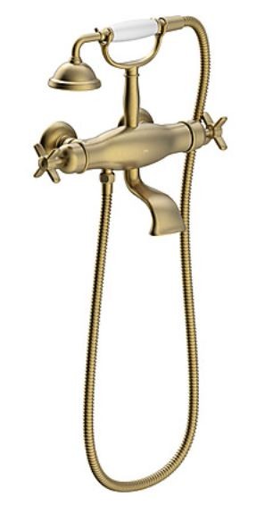 Tres Clasic termostatyczna bateria wannowa retro z zestawem natryskowym stary mosiądz 242.176.09.LV