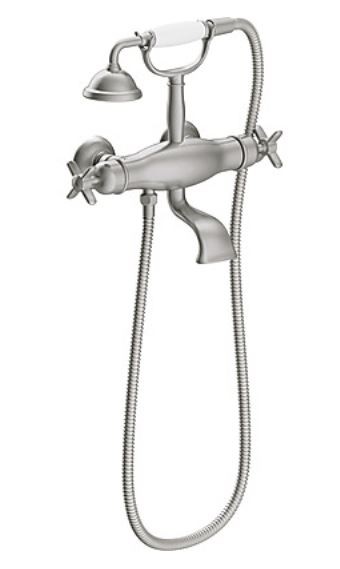 Tres Clasic termostatyczna bateria wannowa retro z zestawem natryskowym stal szczotkowana 242.176.09.AC