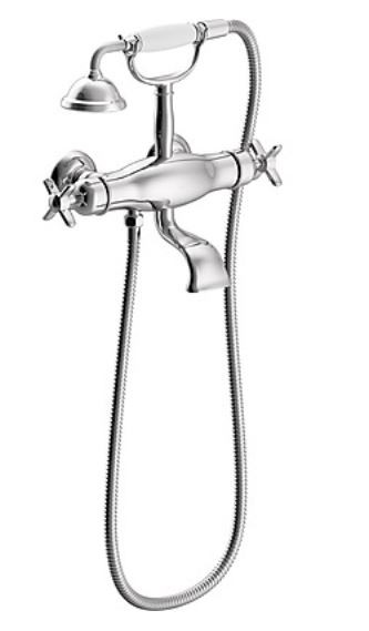 Tres Clasic termostatyczna bateria wannowa retro z zestawem natryskowym chrom 242.176.09