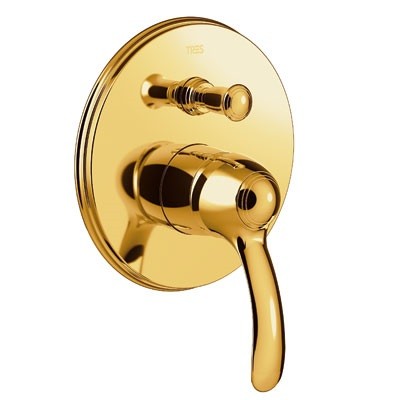 Tres Clasic bateria wannowo-prysznicowa podtynkowa 2-drożna złoto polerowane 242.180.01.OR