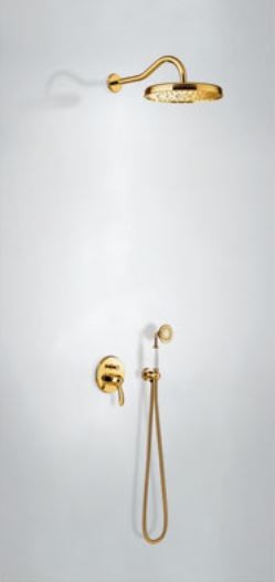 Tres Clasic zestaw prysznicowy podtynkowy z deszczownicą złoto polerowane 242.180.03.OR