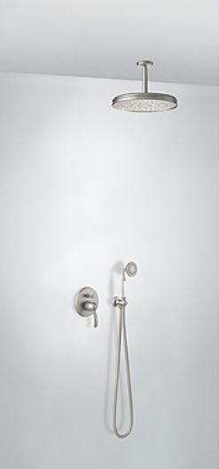 Tres Clasic zestaw prysznicowy podtynkowy z deszczownicą sufitową stal szczotkowana 242.180.04.AC