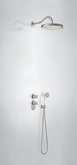 Tres Clasic zestaw prysznicowy termostatyczny podtynkowy z deszczownicą stal szczotkowana 242.352.02.AC