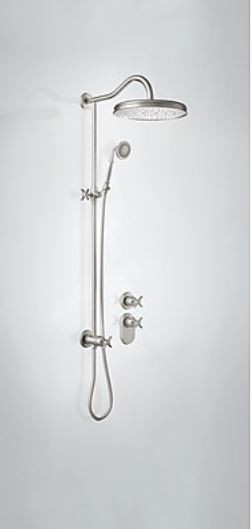 Tres Clasic zestaw prysznicowy termostatyczny z baterią podtynkową z deszczownicą stal szczotkowana 242.352.03.AC