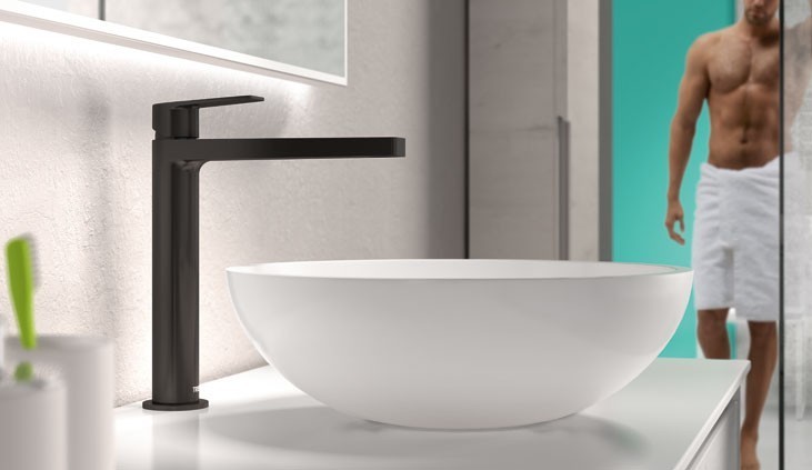 Tres Exclusive Project-Tres bateria umywalkowa wysoka XL czarny mat 211.803.02.NM