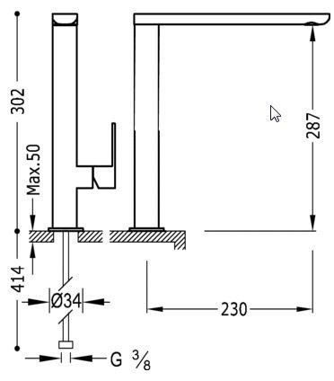 Tres Loft-Colors bateria umywalkowa wysoka czarny matowy 200.205.03.NM