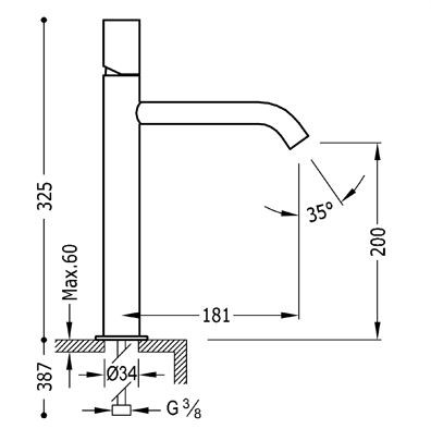 Tres Study Exclusive bateria umywalkowa średnio wysoka biały matowy 261.307.01.BM