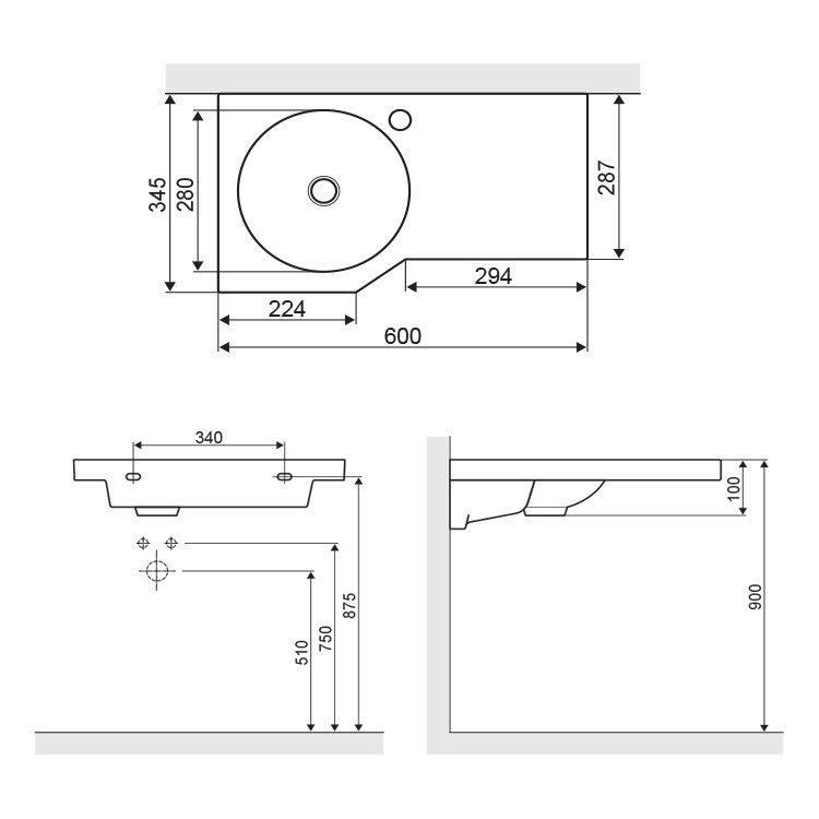 Excellent Be Spot umywalka z blatem ceramicznym 60x34 biały CEEX.2301.600.WH
